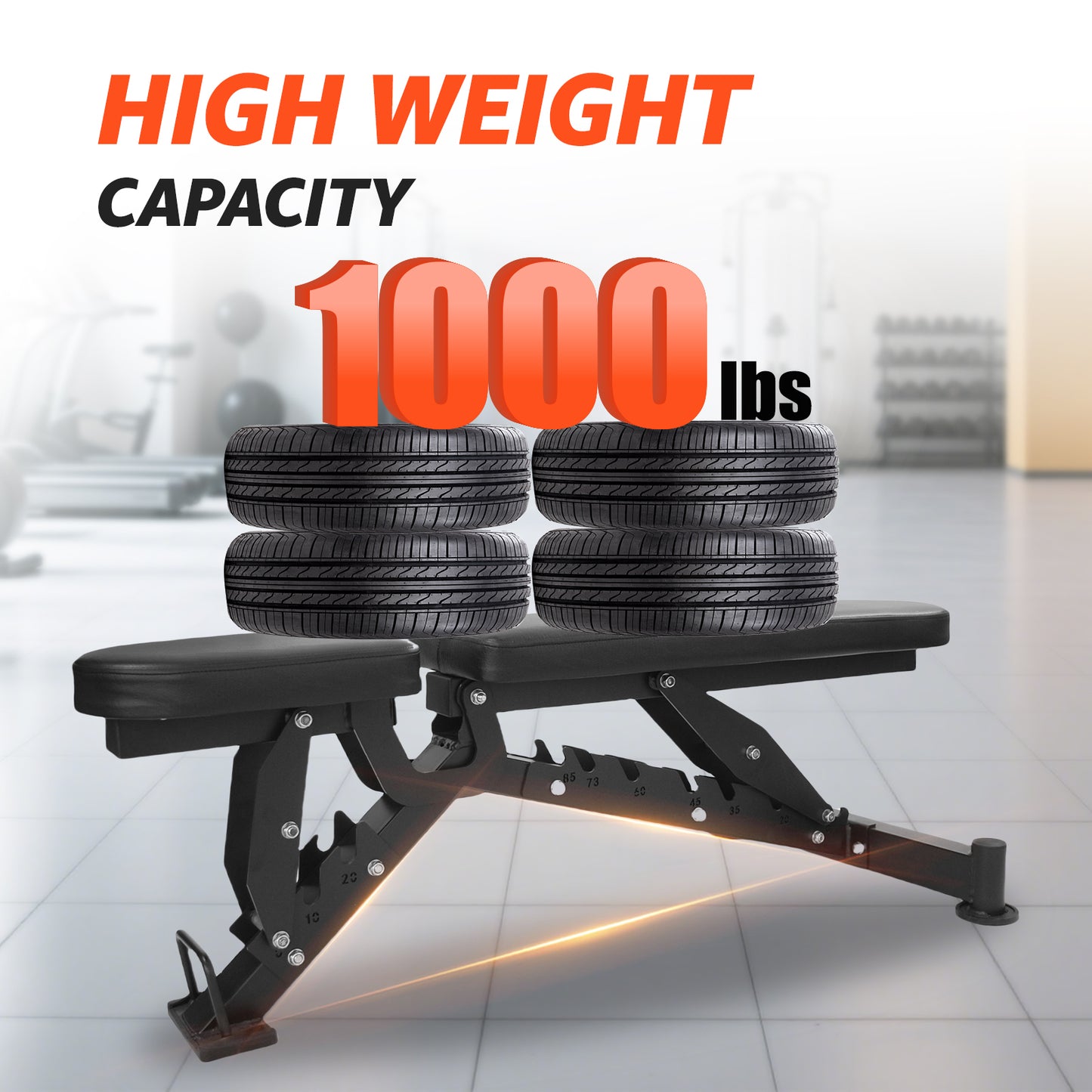 Adjustable Weight Bench, 1000LBS Weight Capacity Heavy-Duty Strength Training Bench, 8 Backrest & 3 Sitting Positions, Flat/Incline/Decline/Upright for Full Body Workout for Home Gym Dumbbell Exercise Black