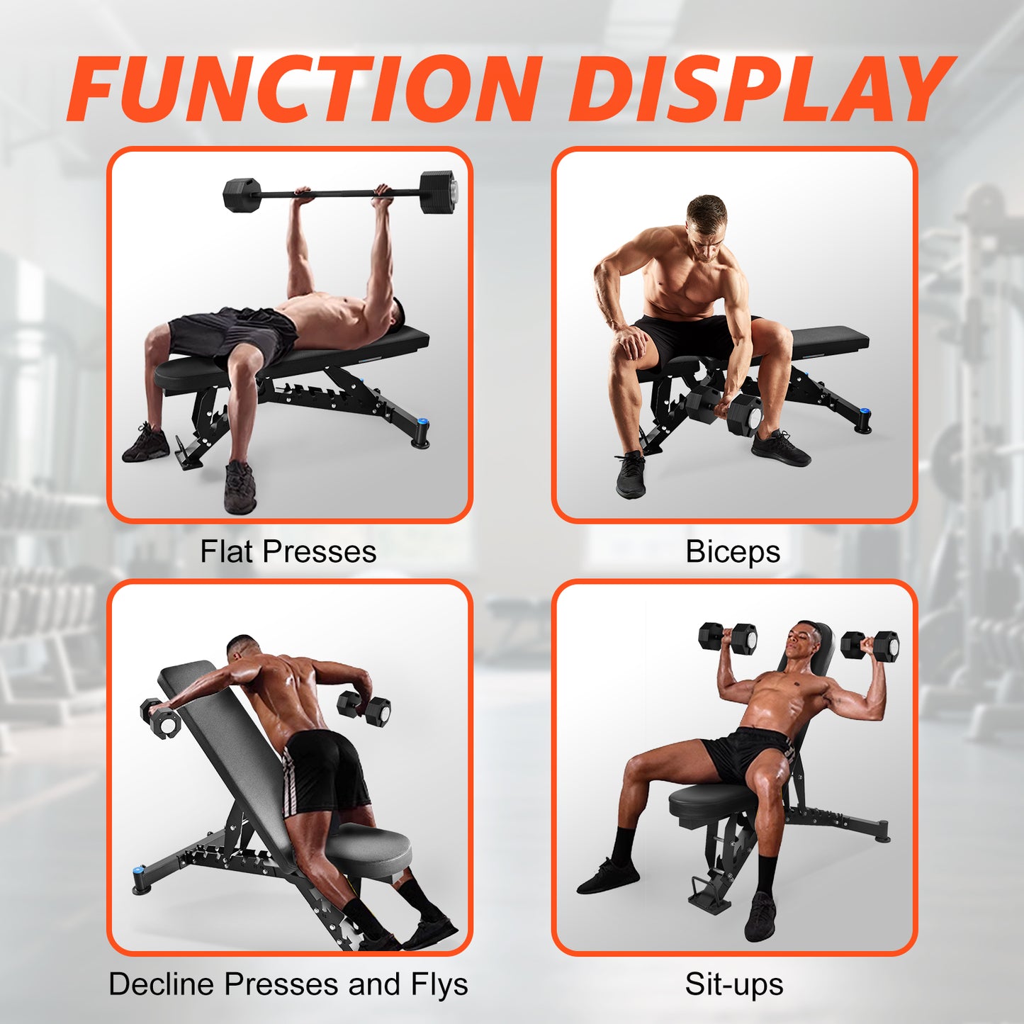 Adjustable Weight Bench, 1000LBS Weight Capacity Heavy-Duty Strength Training Bench, 8 Backrest & 3 Sitting Positions, Flat/Incline/Decline/Upright for Full Body Workout for Home Gym Dumbbell Exercise Black